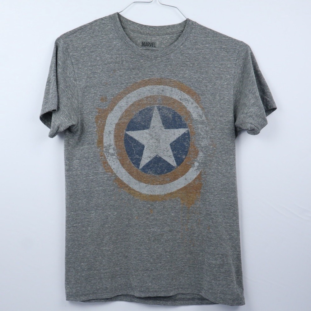 Captain‎ America Marvel Graphic T-Shirt Distressed Retro Streetwear Size Small